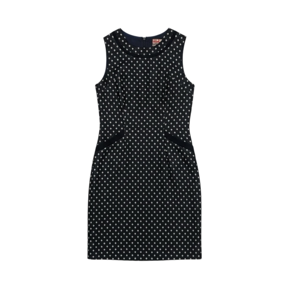 Boden Dress Women’s Size 4 US Long Black Ivory Deborah Tweed‎ Wool Shift